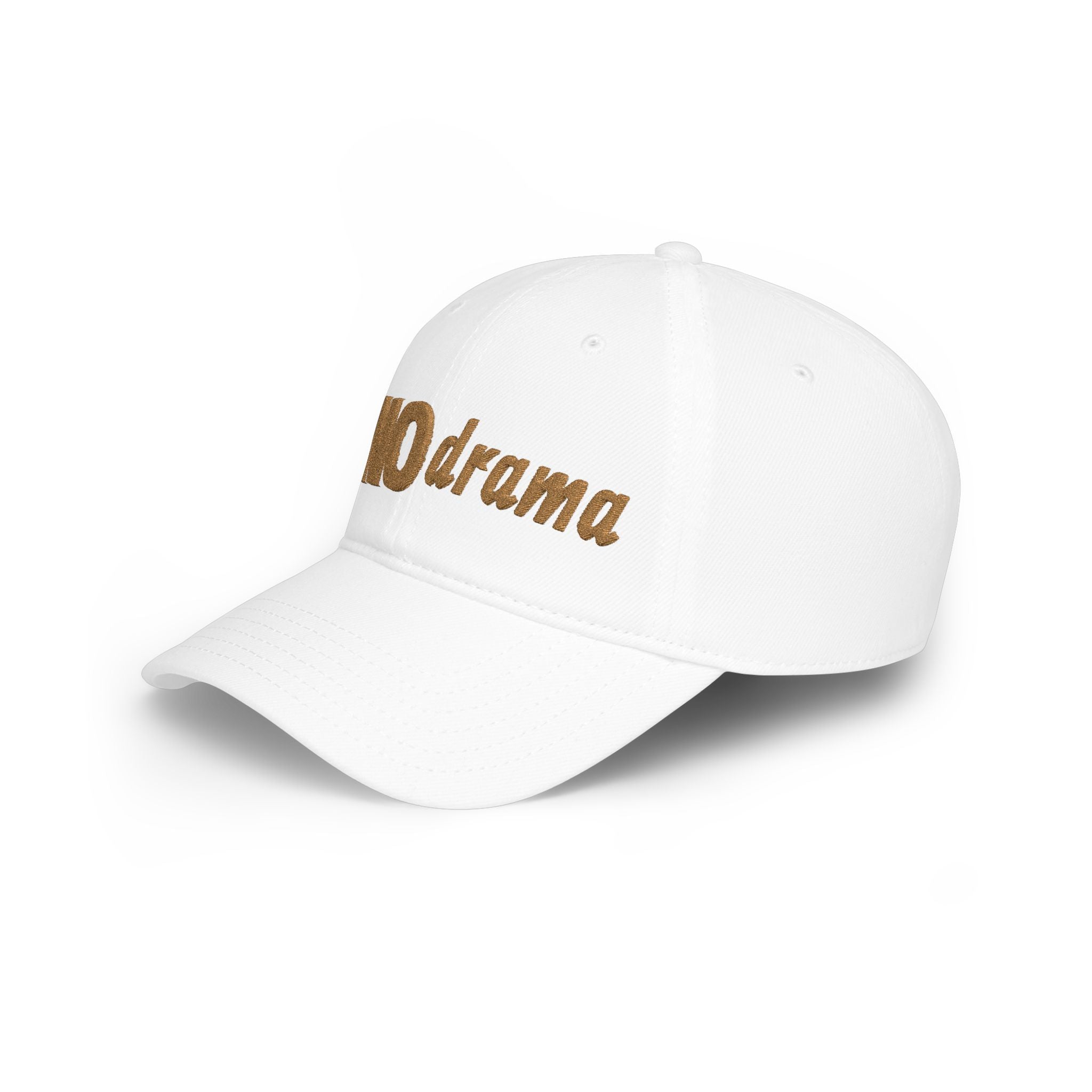 NO drama Baseball Cap — Embroidered Gold Script Low-Profile Hat
