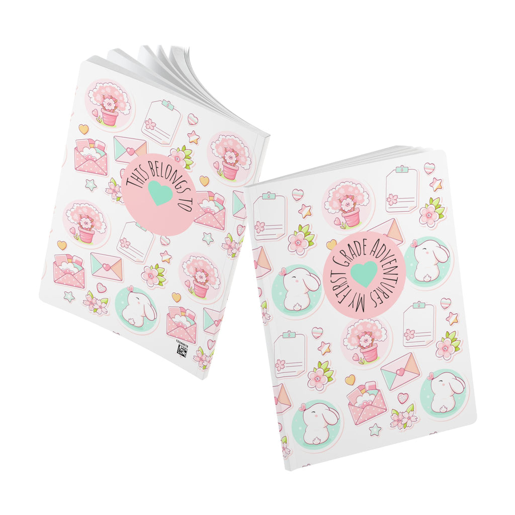 Cute Pastel First Grade Journal — "My First Grade Adventures" Softcover Notebook