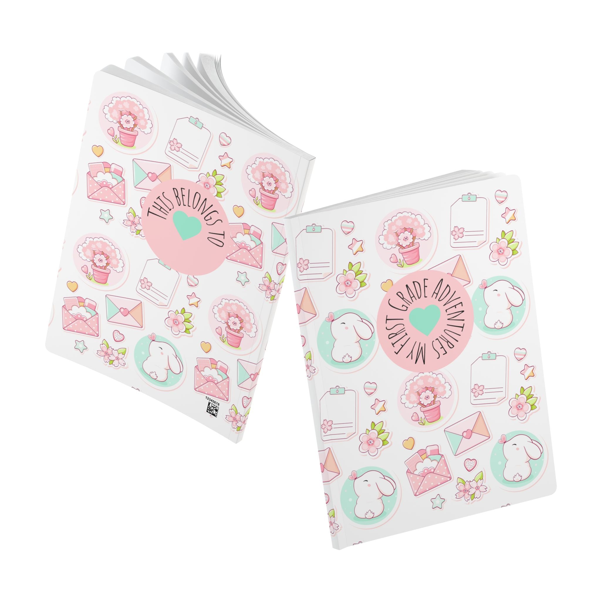 Cute Pastel First Grade Journal — "My First Grade Adventures" Softcover Notebook