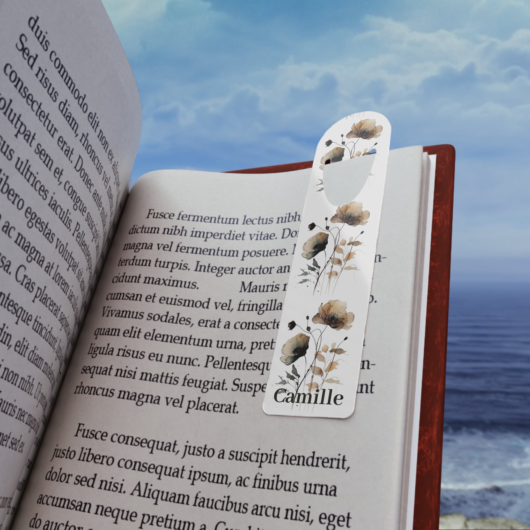 Personalized Floral Bookmark - Vintage Pink Peony Metal Bookmark