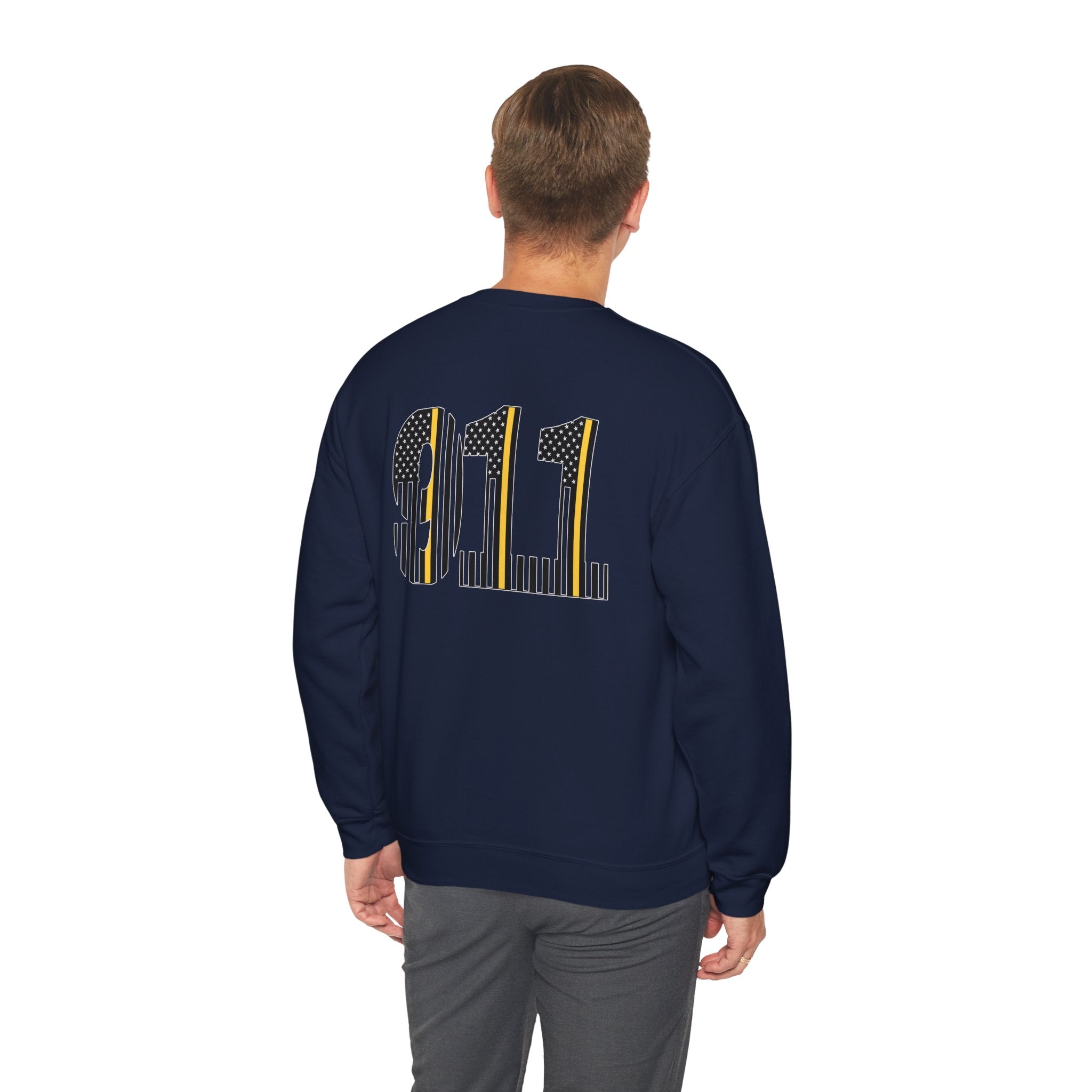 911 Thin Gold Line Flag Crewneck Sweatshirt — Thin Gold Line Dispatcher