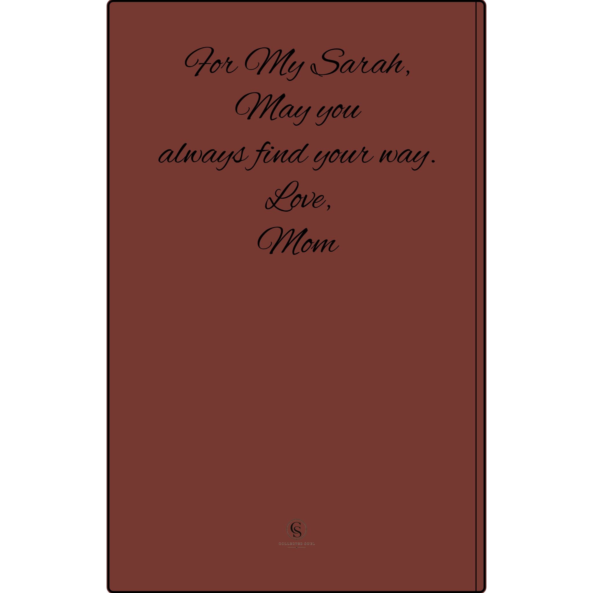 Engraved Vegan Leather Journal — "Quiet Moments & Reflection" Personalized Keepsake