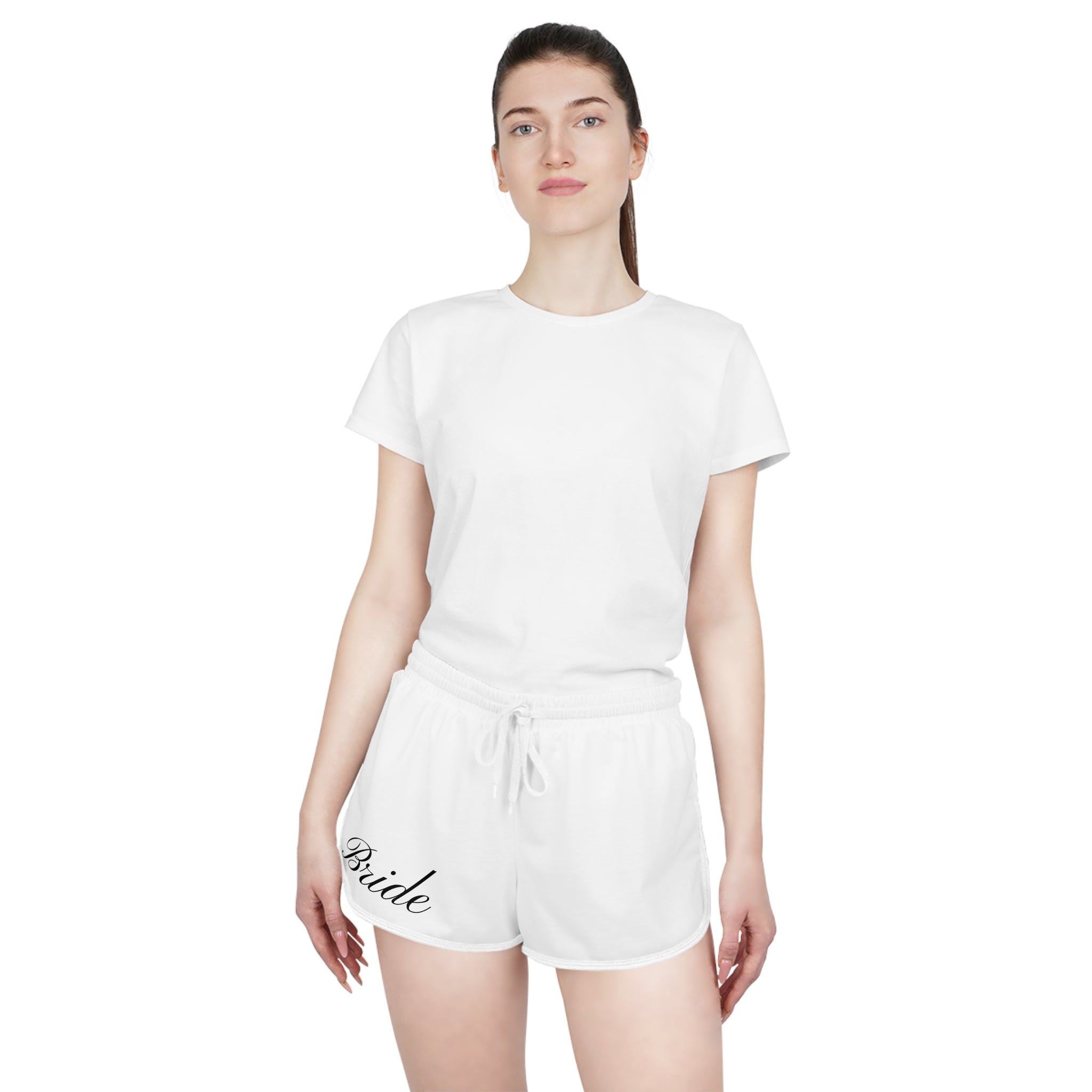 Personalized Bride Relaxed Shorts — White Bridal Party Lounge Shorts