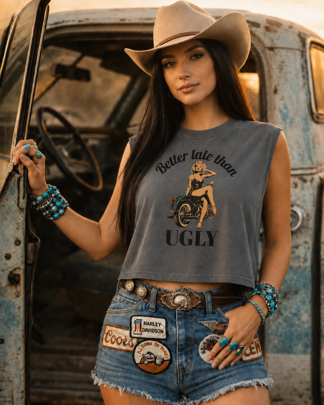 Retro Moto Pinup Tank — Vintage Pinup Girl on Motorcycle