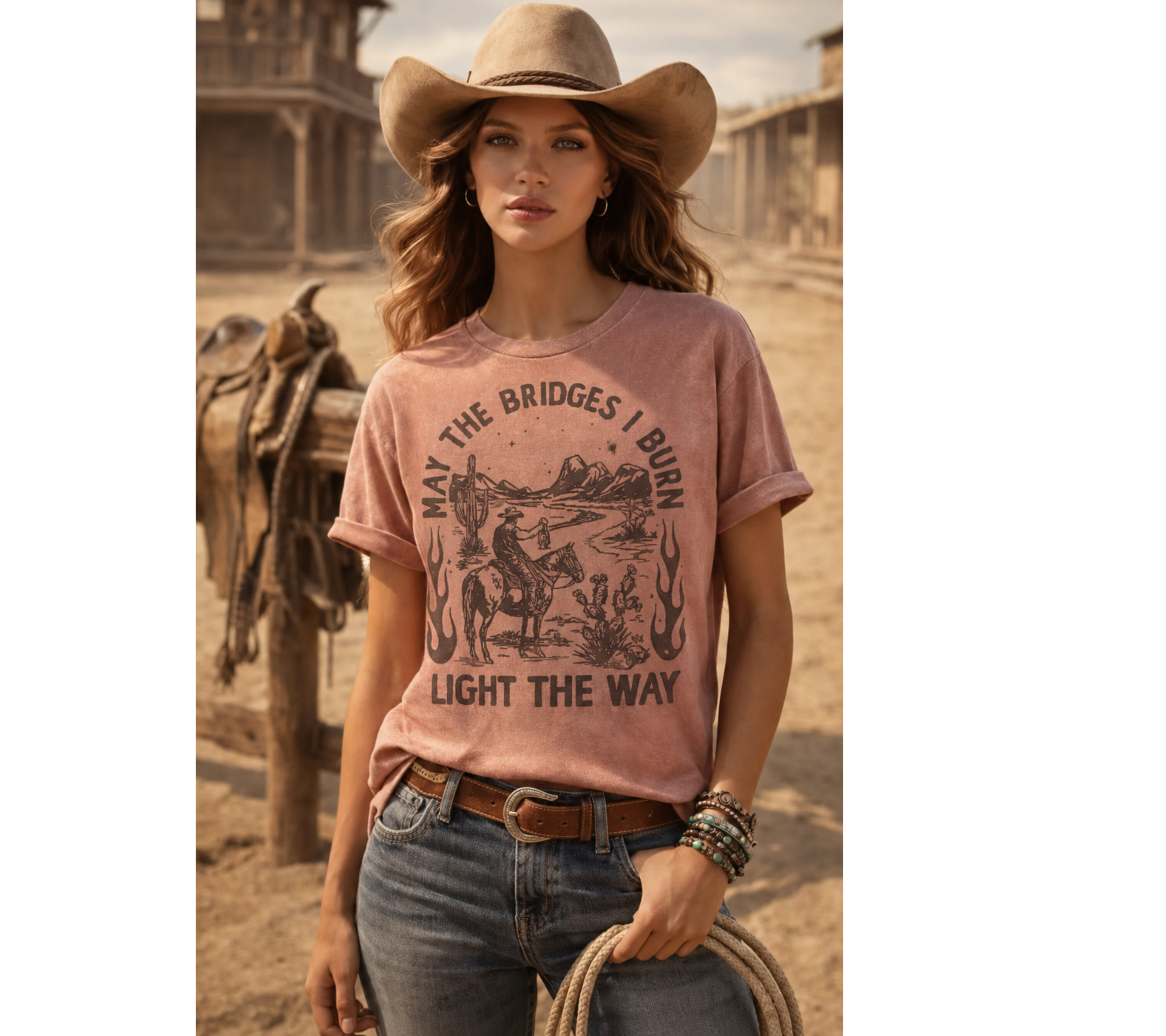 May the Bridges I Burn Light the Way Western Desert Graphic Tee