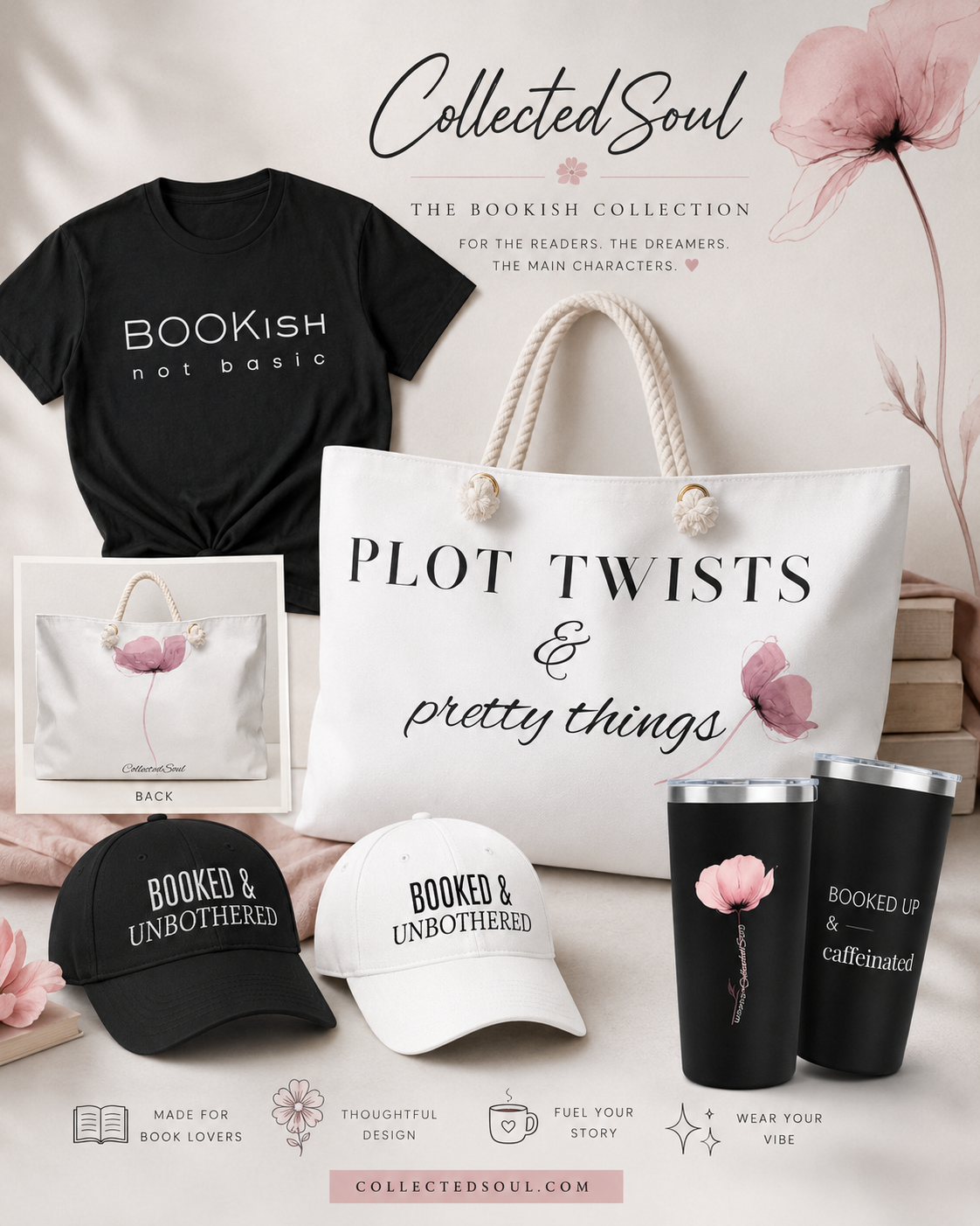 Booked Up & Caffeinated Tumbler — 22oz Insulated Travel Cup for Book Lovers