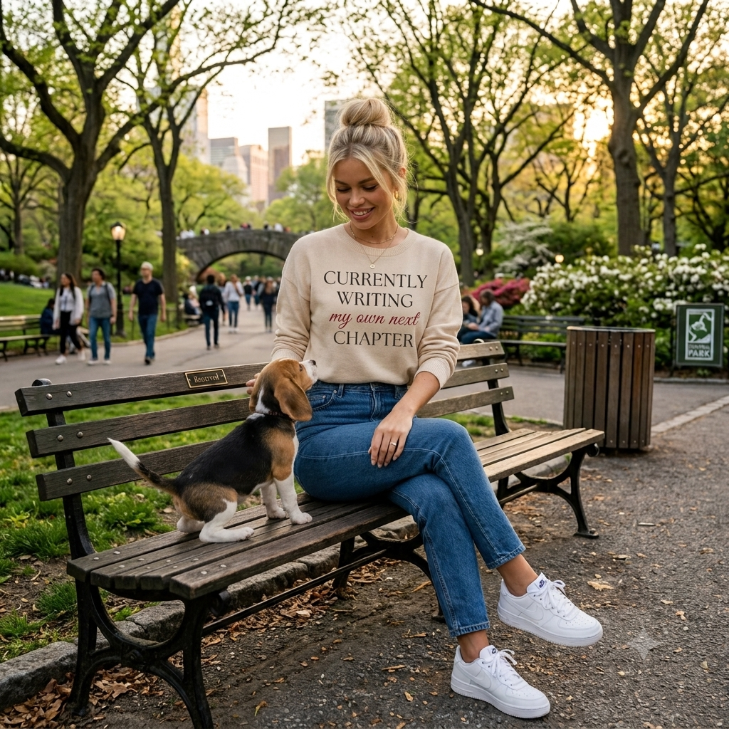 Crewneck Sweatshirt — "Currently Writing My Own Next Chapter" Inspirational Cozy Pullover