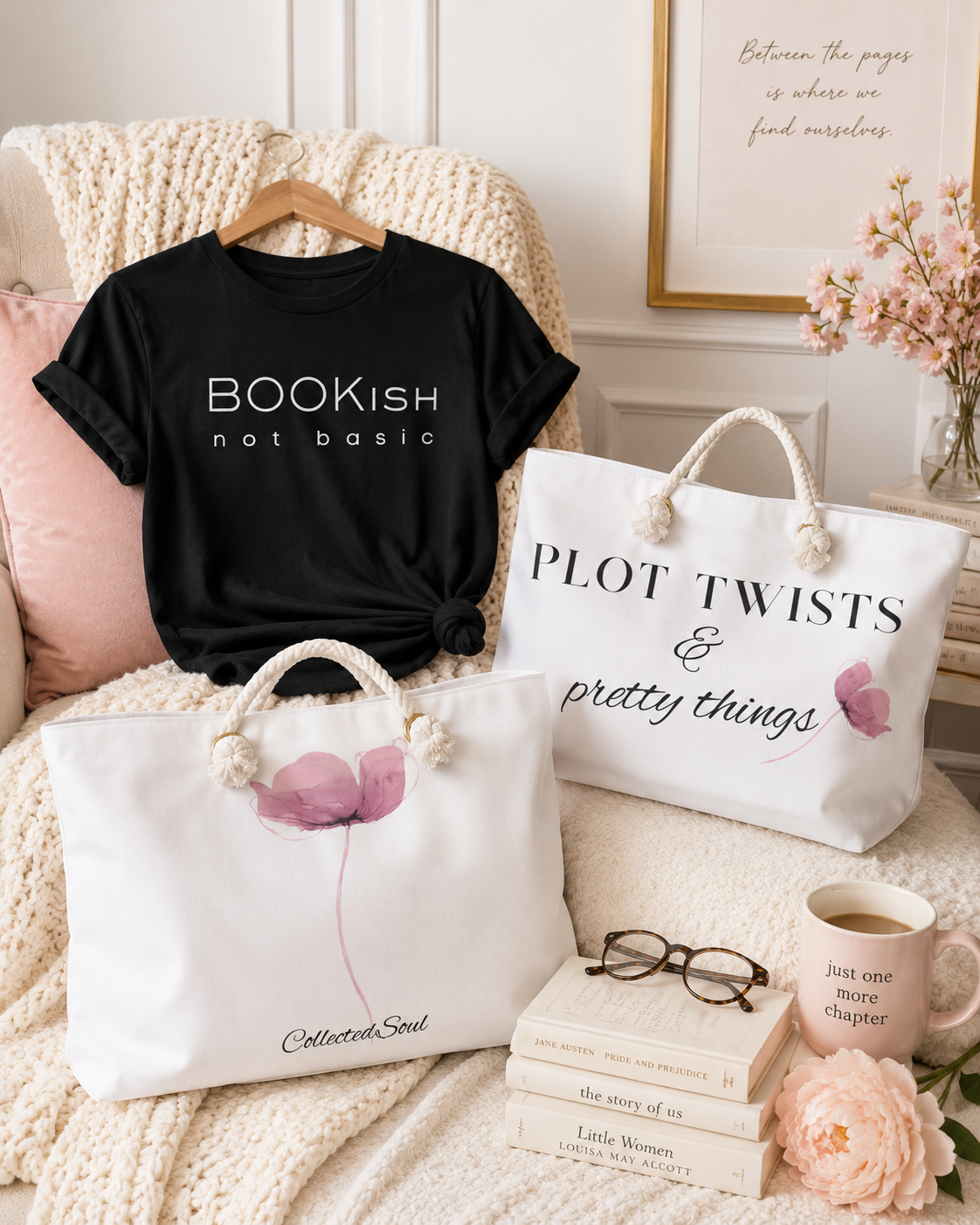 Weekender Bag — "Plot Twists & Pretty Things" Floral Travel Tote