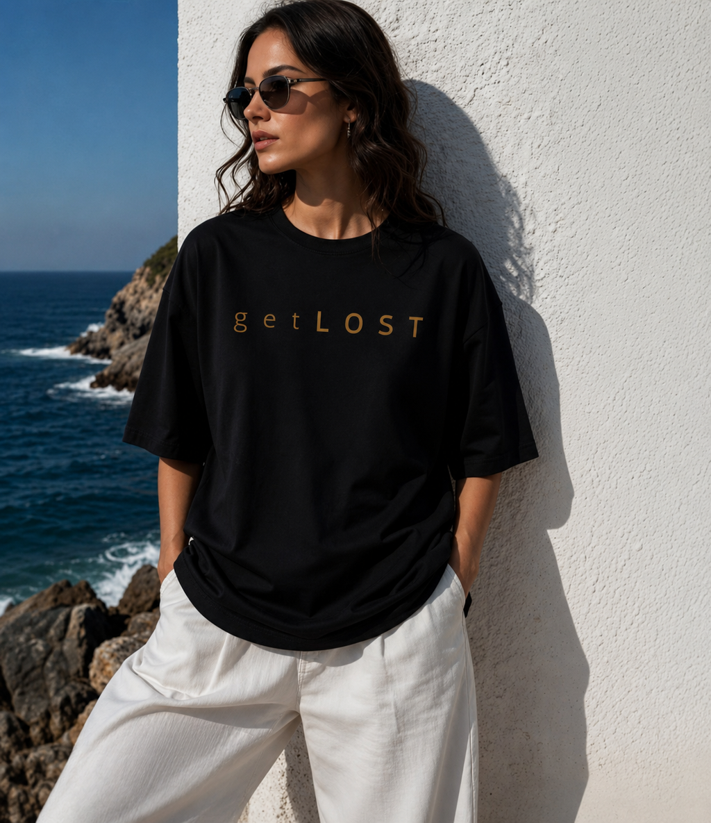 Get Lost T-Shirt — Minimalist Black Graphic Tee