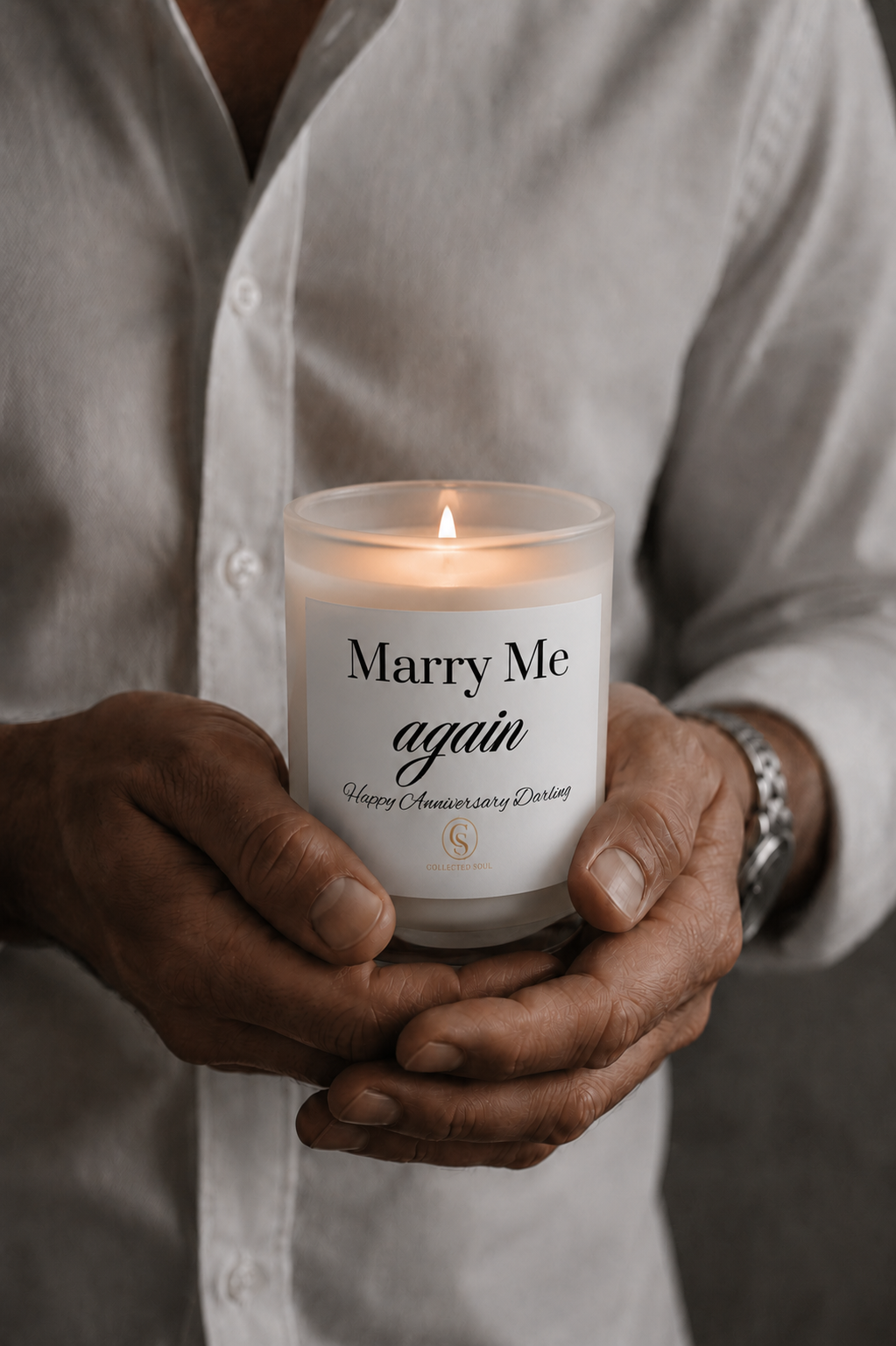 Marry Me Again Personalized Anniversary Scented Candle — 11oz Frosted Glass