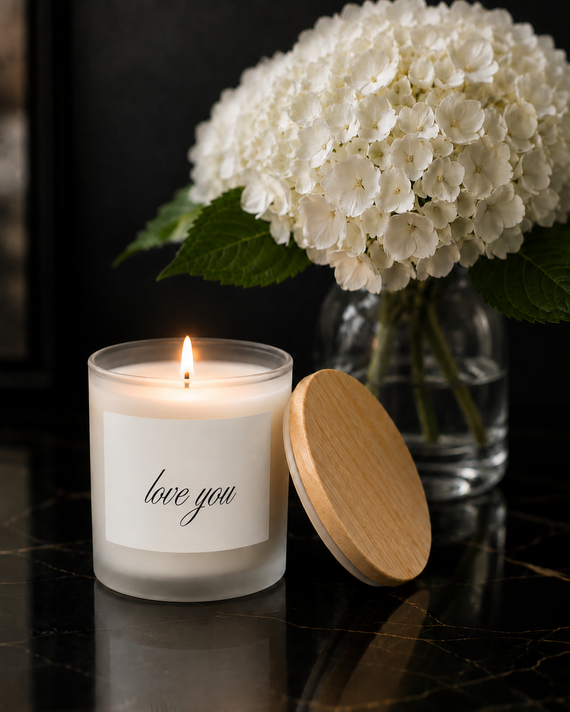 Love You Frosted Glass Candle — 11oz Romantic Scented Gift