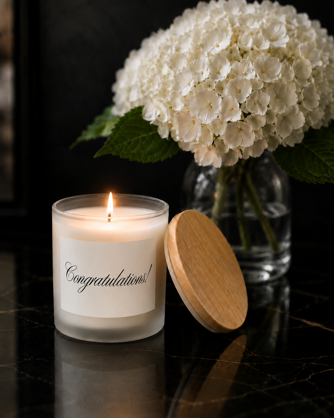Congratulations! Frosted Glass Candle | 11oz Wood Wick Candle