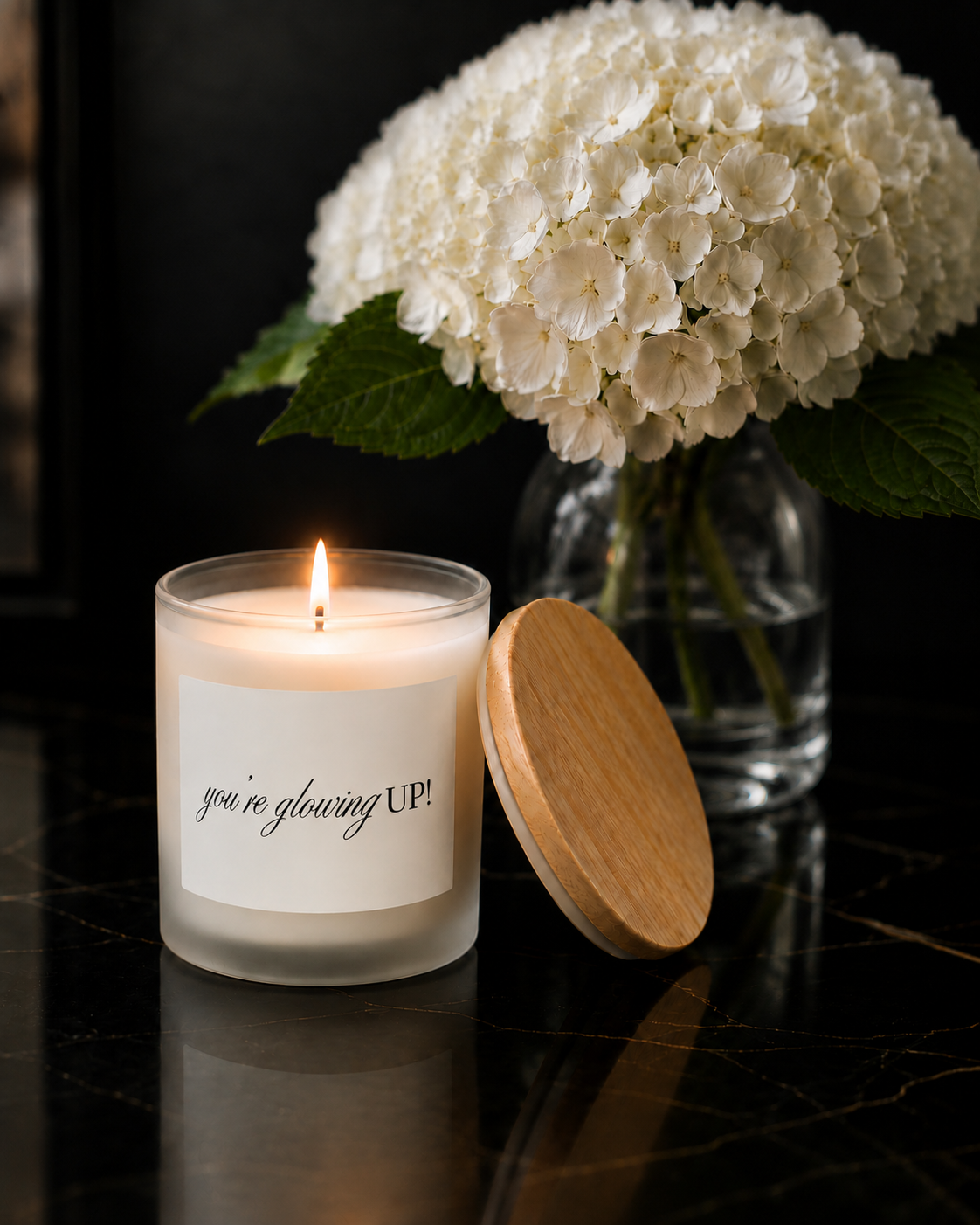 You're Glowing Up! Frosted Glass Candle | 11oz Wood Wick Birthday Candle