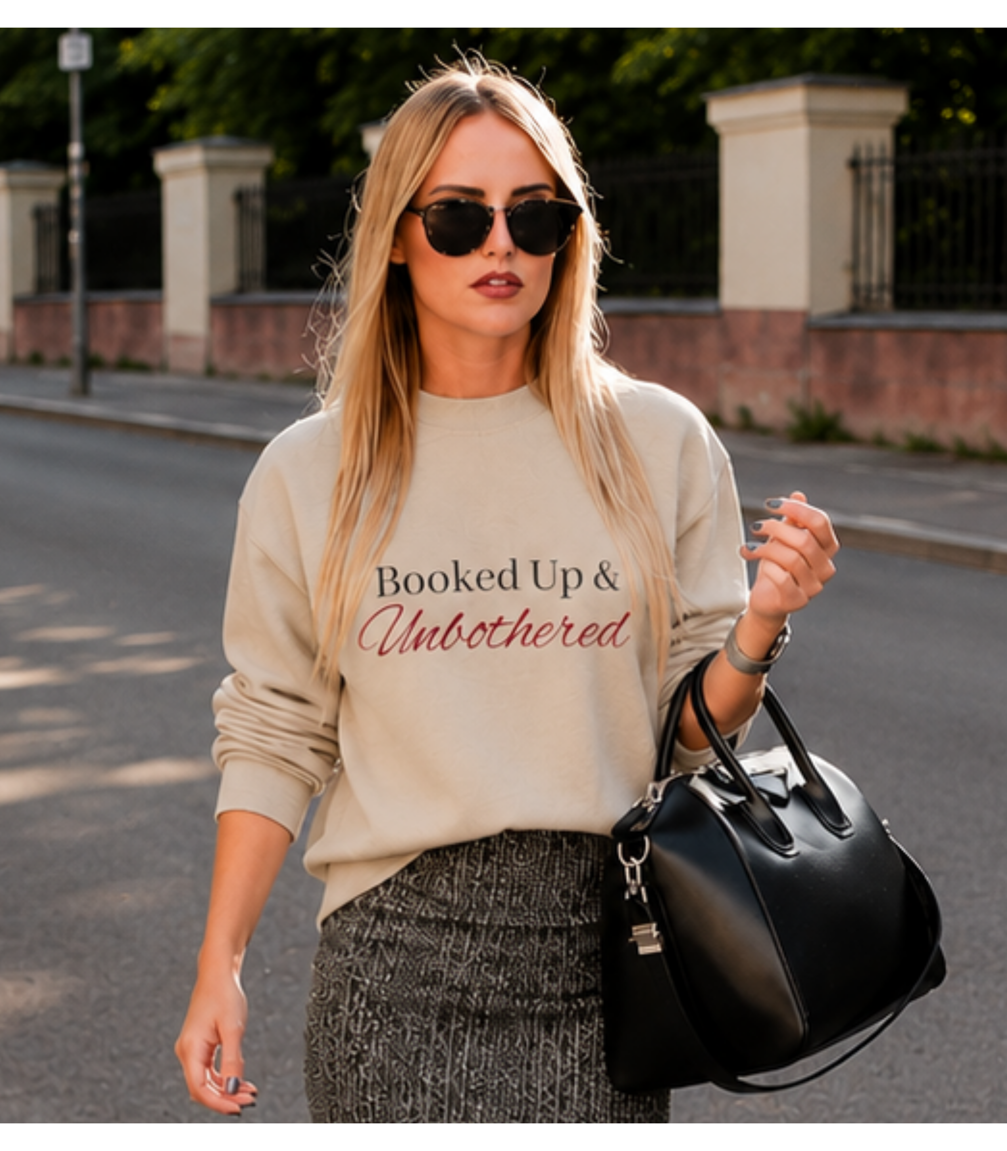 Booked Up & Unbothered Crewneck Sweatshirt – Sand & Sport Grey
