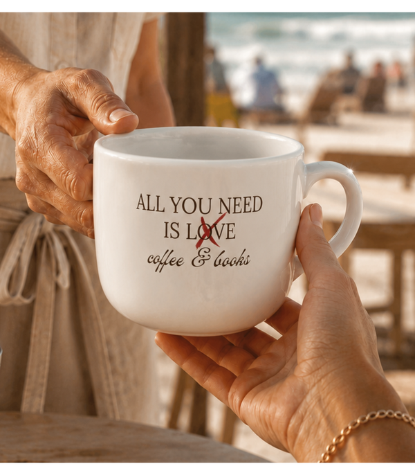 All You Need Is Coffee & Books Latte Mug – 25oz Ceramic
