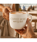 Coffee More, Worry Less Latte Mug – 25oz Ceramic
