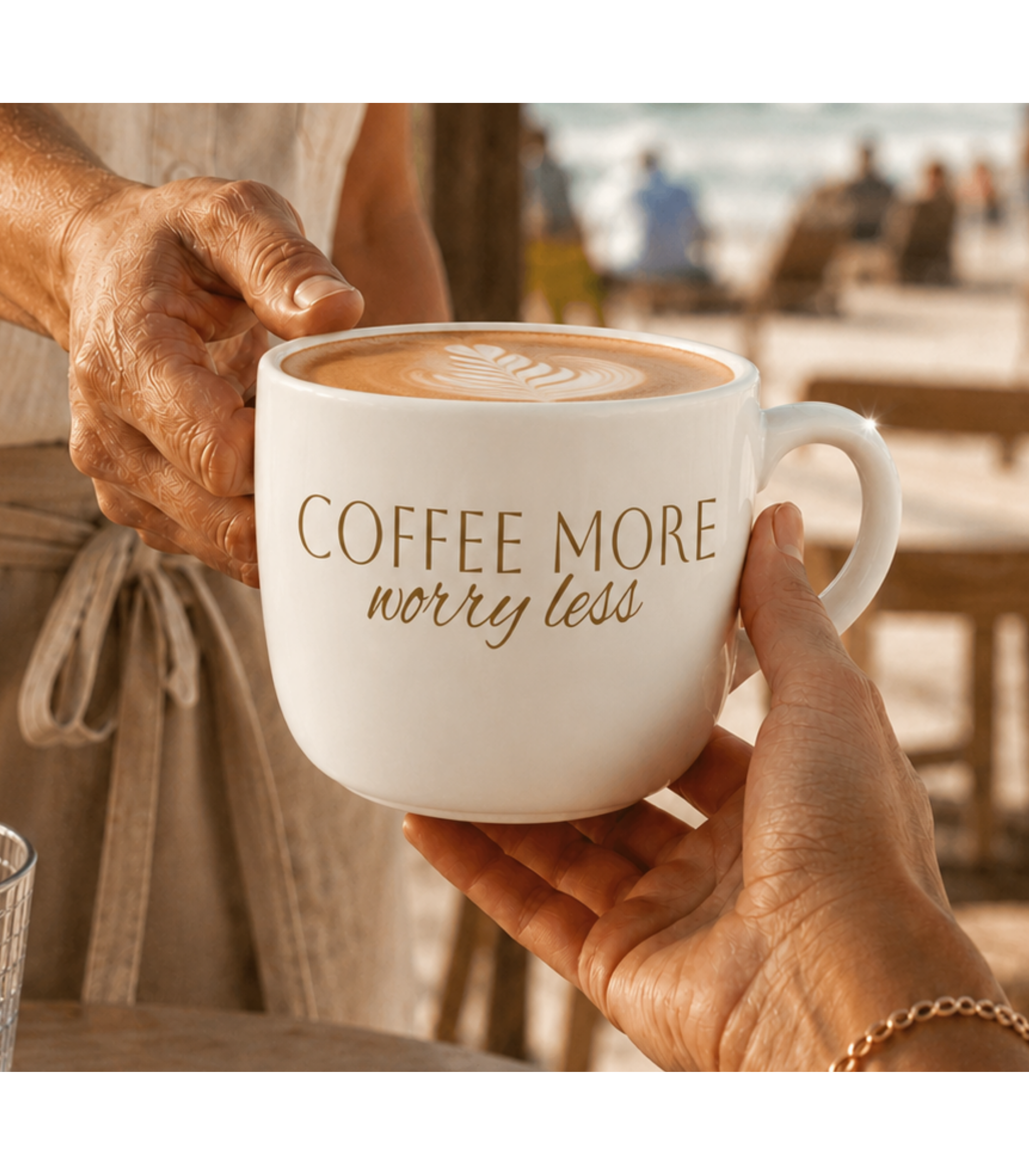 Coffee More, Worry Less Latte Mug – 25oz Ceramic