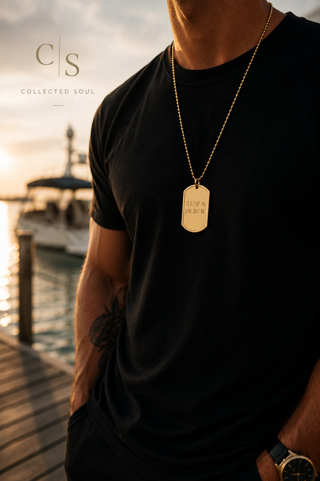 Coordinates Dog Tag Necklace — Custom Engraved Location Pendant
