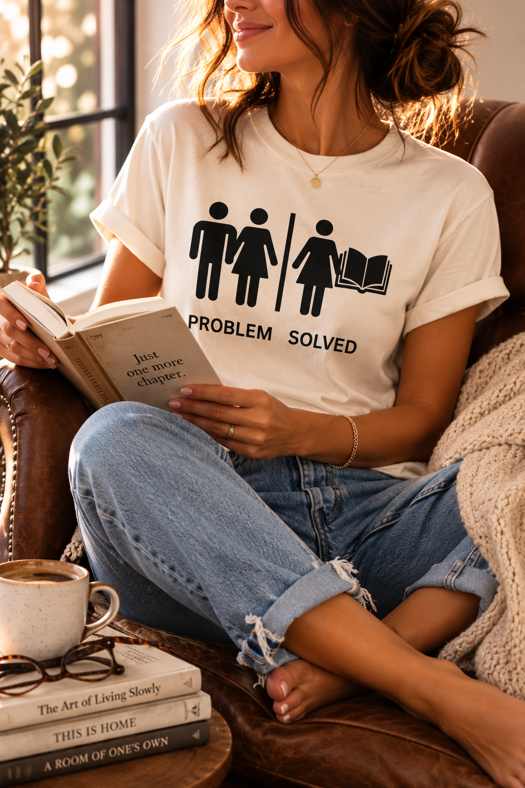 Problem Solved Graphic Tee — Book Lover Humor