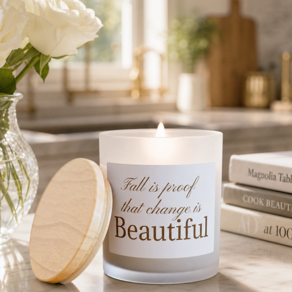 Fall Is Proof That Change Is Beautiful Candle — Frosted Glass 11oz