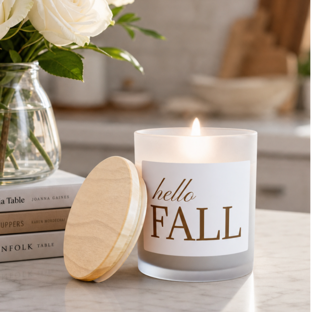 Hello Fall Candle — Frosted Glass 11oz
