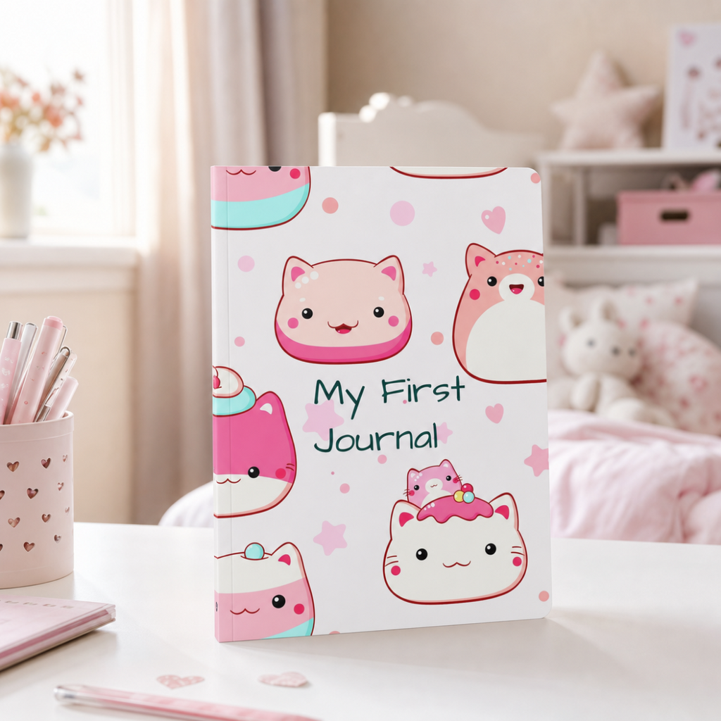 My First Journal — Cute Kawaii Cat Softcover Journal for Kids