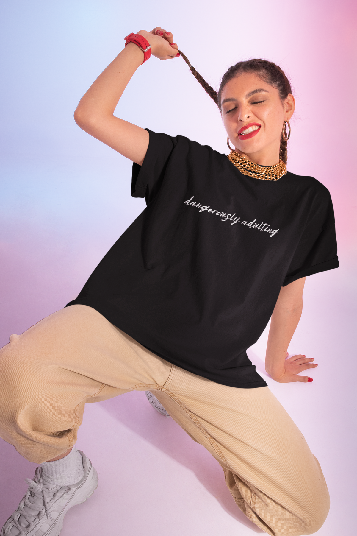 Dangerously Adulting T-Shirt — Funny Script Graphic Tee Adults of All Ages