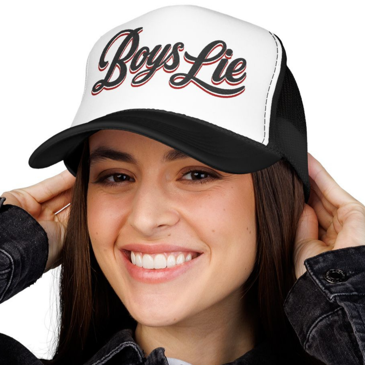 Boys Lie Foam Trucker Hat | Script Graphic Mesh Cap