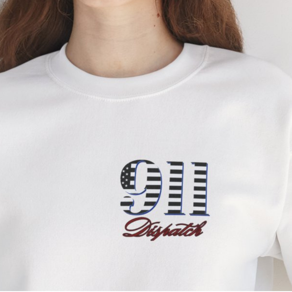 911 Dispatch Sweatshirt | American Flag Stripes, Emergency Response Tee