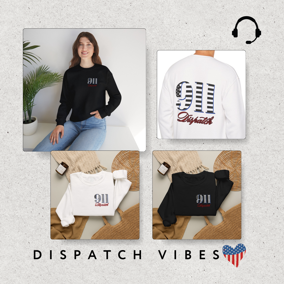 911 Dispatch Sweatshirt | American Flag Stripes, Emergency Response Tee