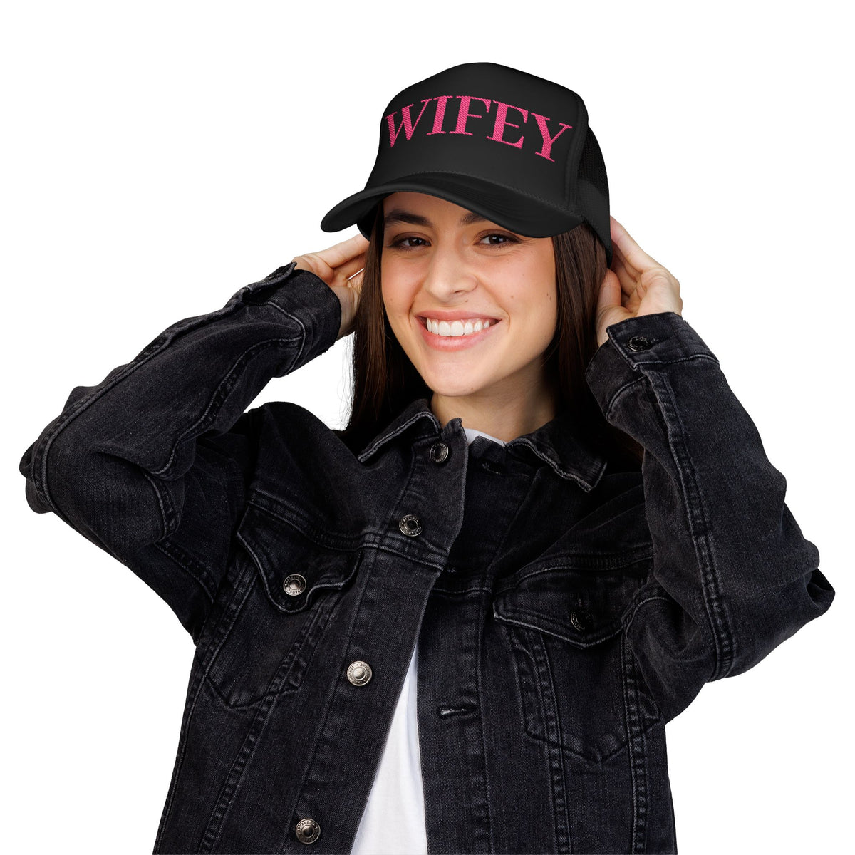 Wifey Foam Trucker Hat | Pink Embroirdered Text