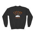 Spooky Season ghosts Youth Crewneck Sweatshirt | Halloween orange black