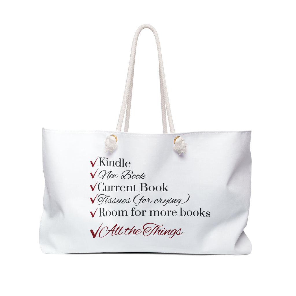 Weekender Bag — "All the Things" Booklover Tote
