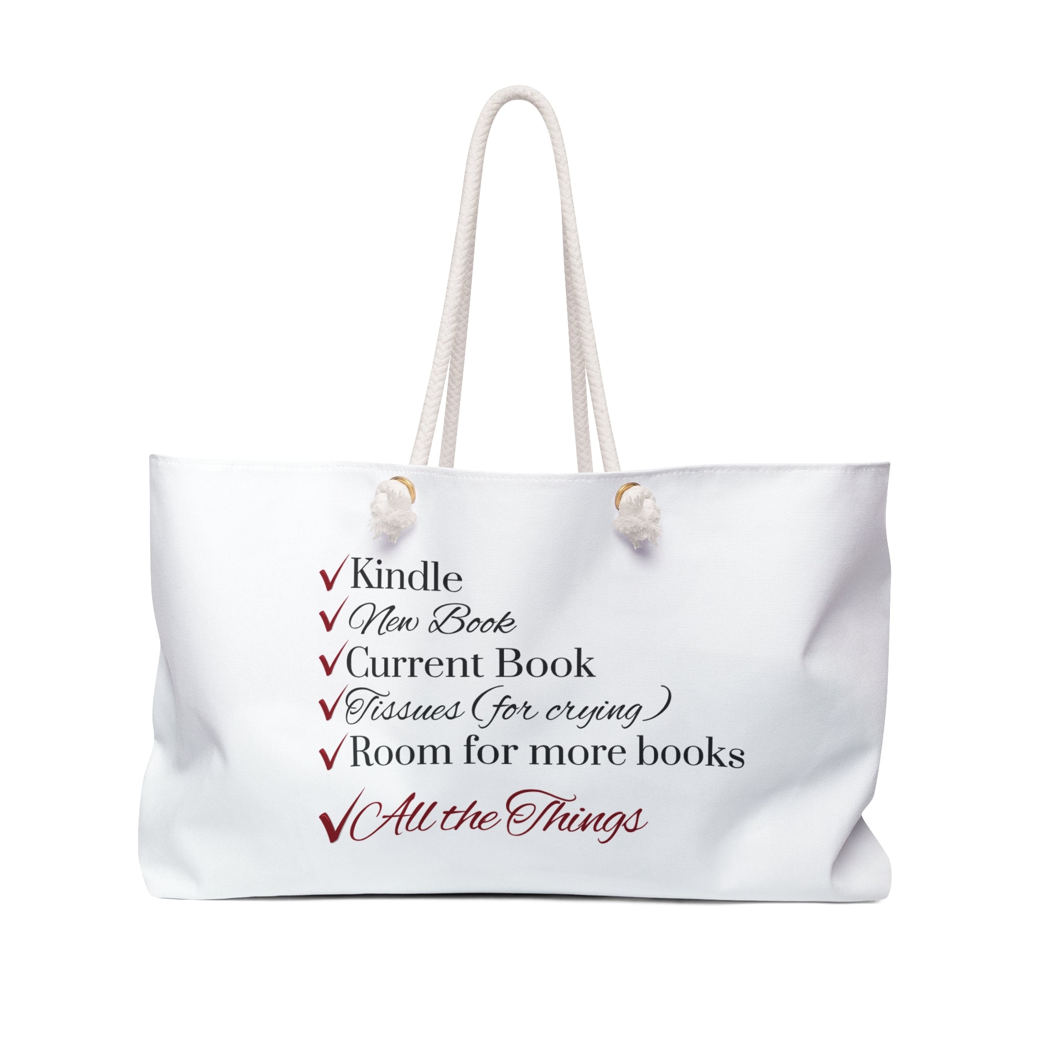 Weekender Bag — "All the Things" Booklover Tote