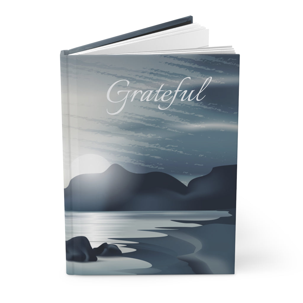 Grateful Hardcover Journal — Serene Moonlit Landscape Notebook for Reflection & Gratitude