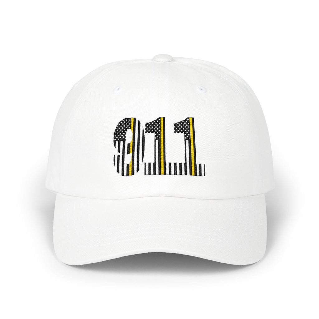 911 Retro Stripe Dad Cap – Emergency Line Graphic Baseball Hat