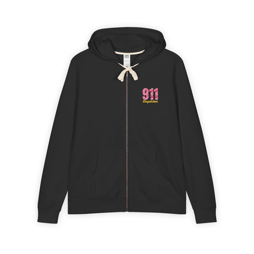 911 Pink Camo Dispatcher Hoodie — Black Full-Zip