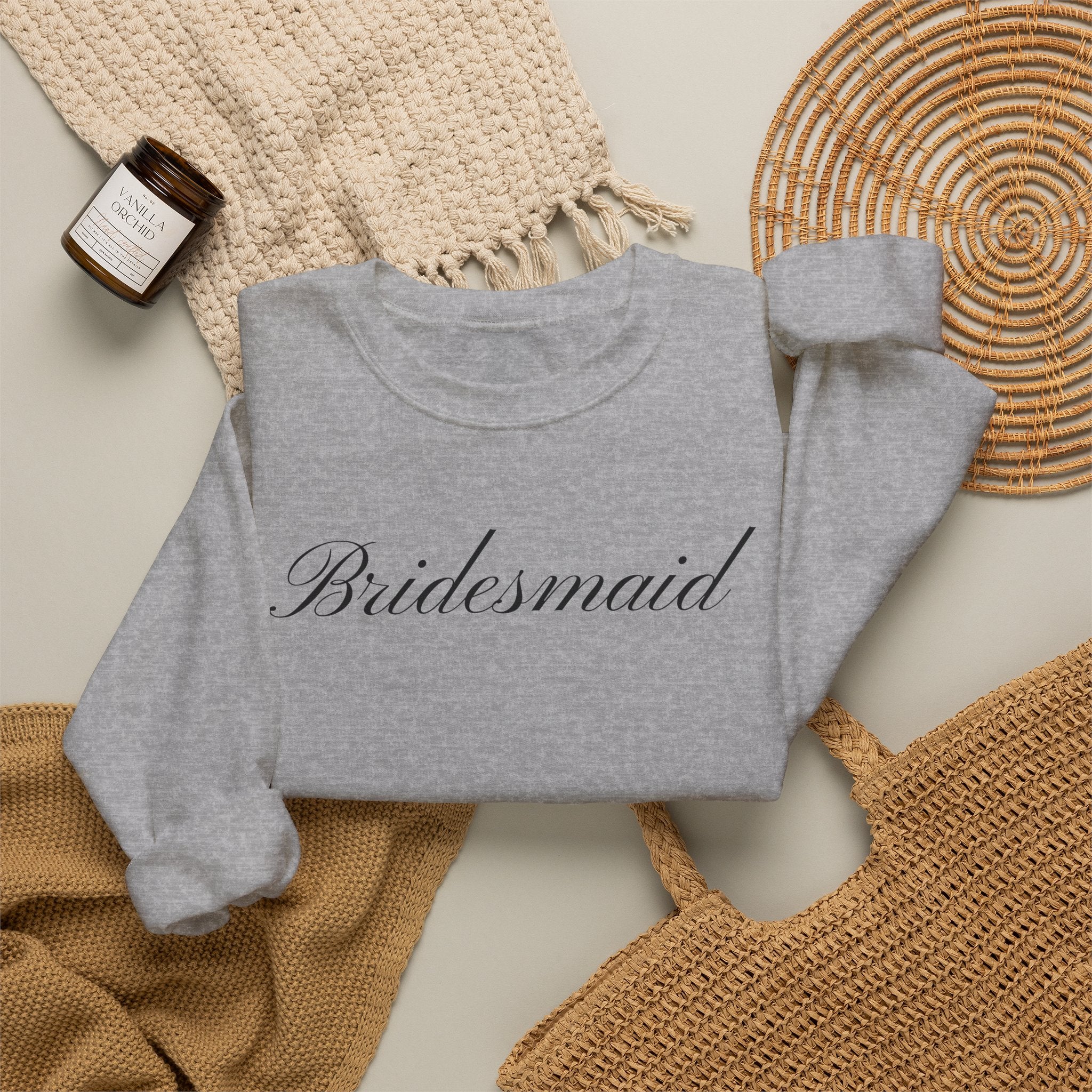 Bridesmaid Crewneck Sweatshirt - Elegant Script Bridal Party Pullover