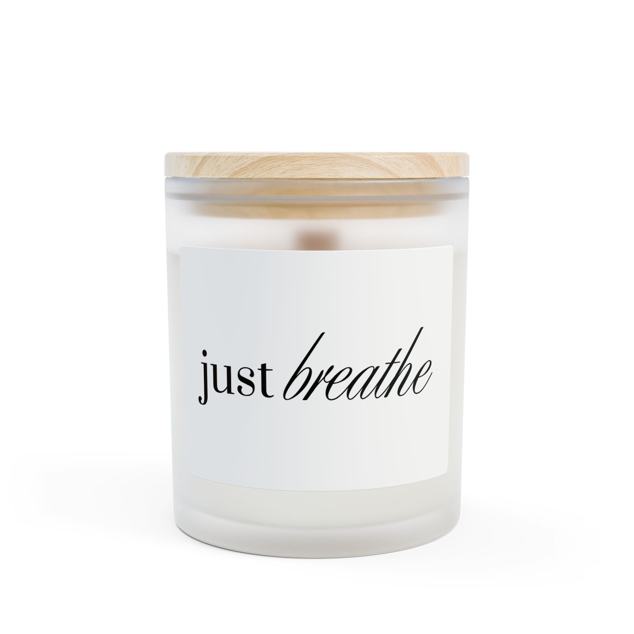 Just Breathe | Frosted Glass Candle | 11oz Wood Wick Relaxation Candle