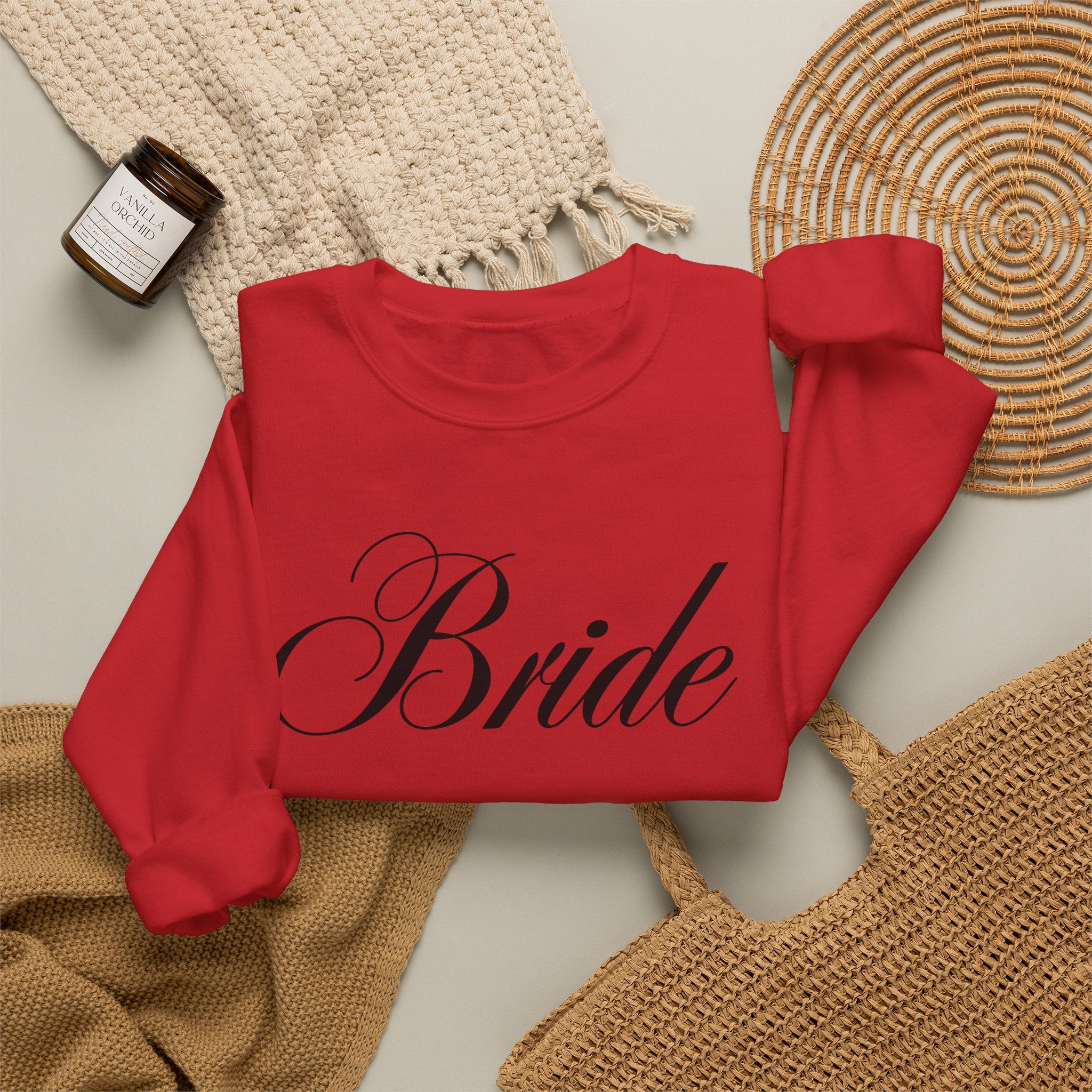 Bride Script Sweatshirt — Bridal Crewneck Pullover for Bachelorette & Wedding Day