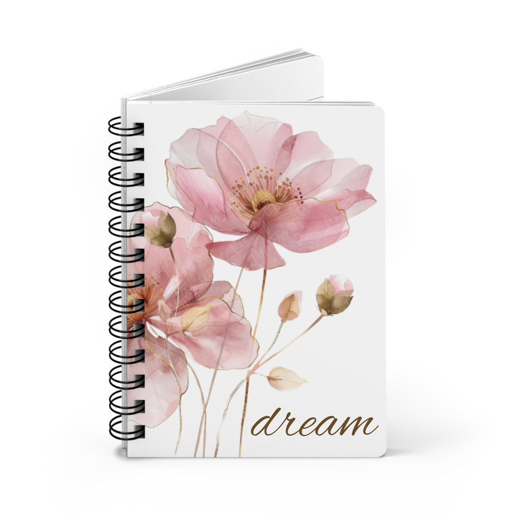 Floral 'Dream' Spiral Notebook – Pink Watercolor Journal for Notes & Inspiration