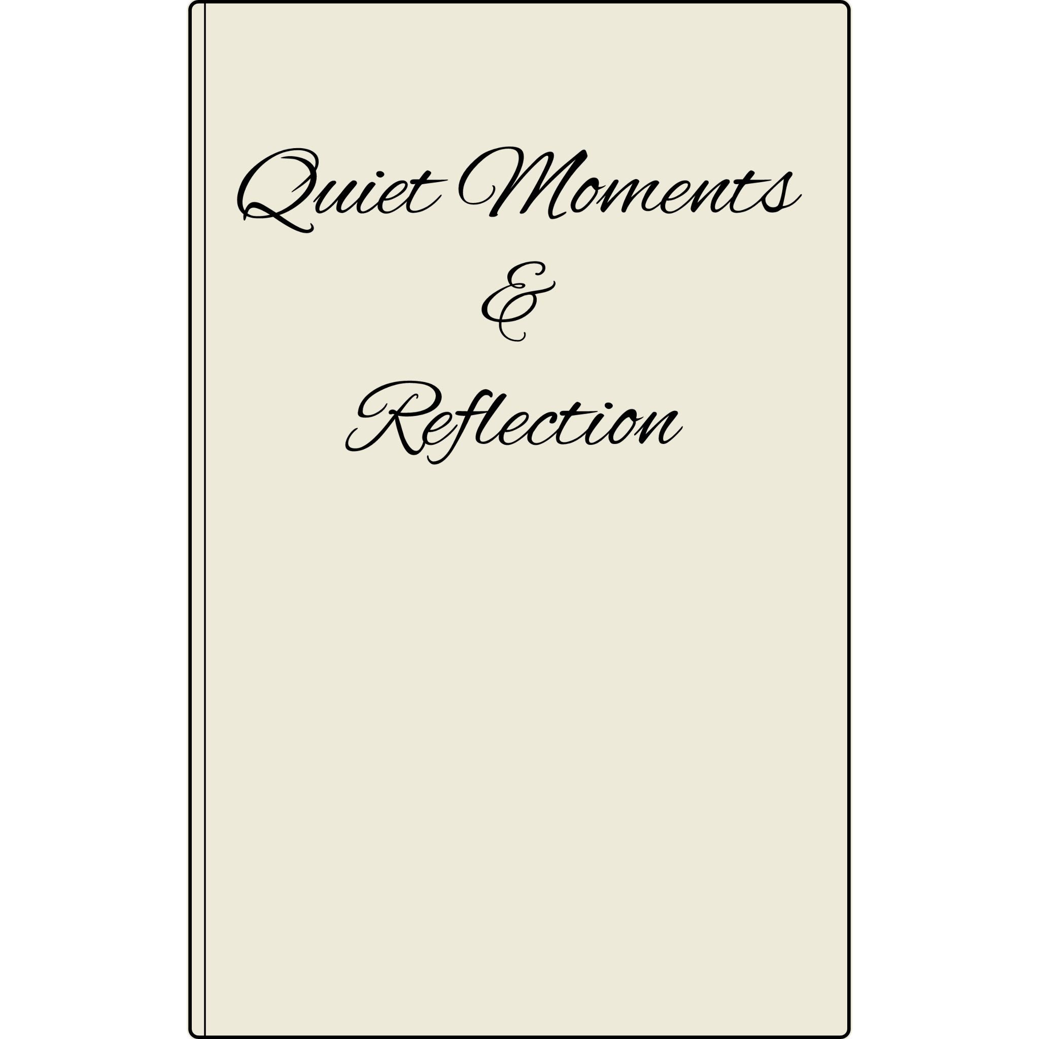 Quiet Moments & Reflection vegan leather journal with scripted cover title
