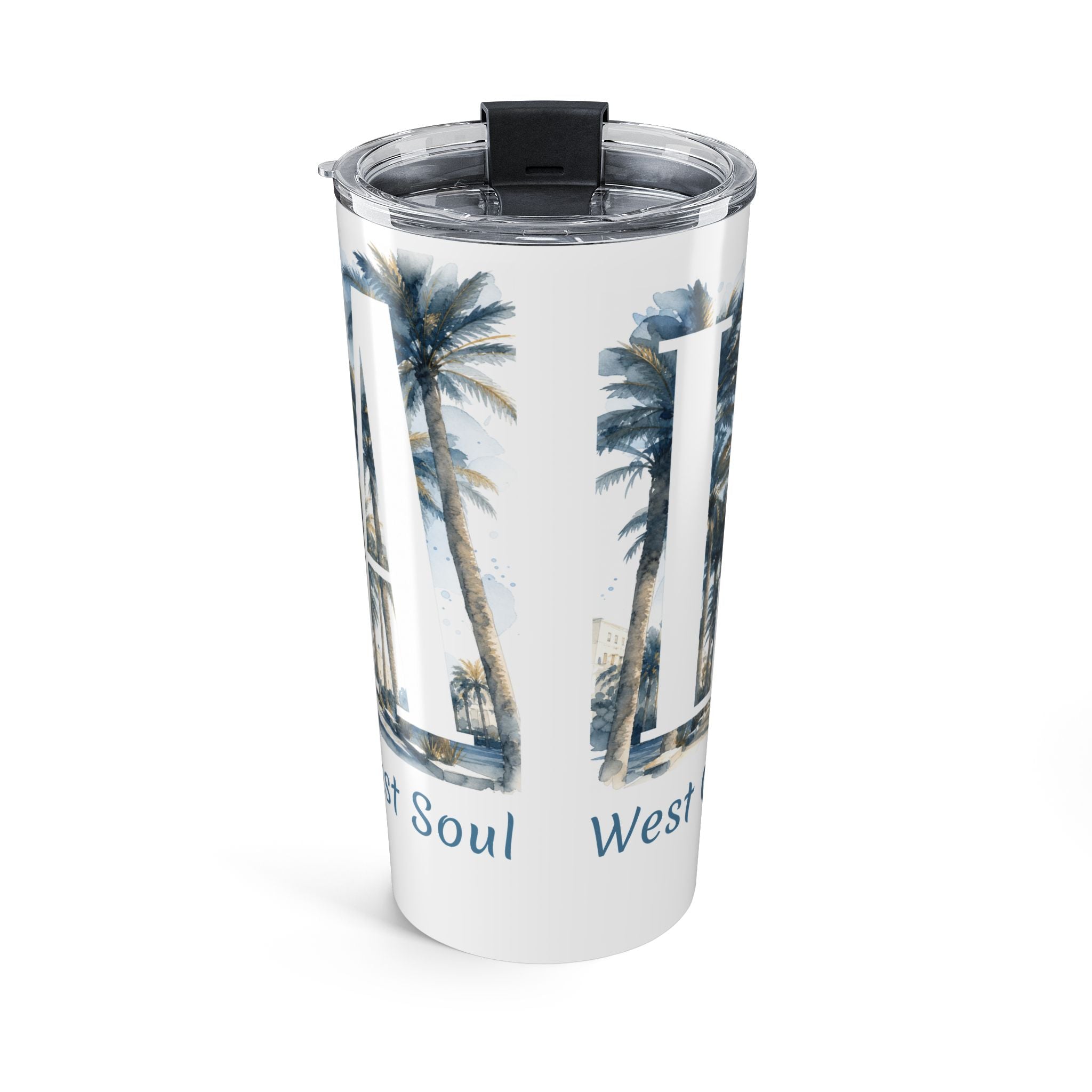 West Coast Soul 20oz Tumbler – LA Watercolor Coastal Palm