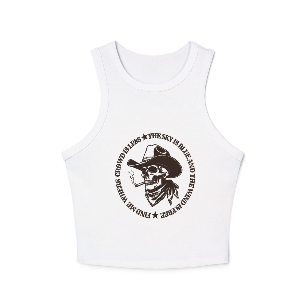 Find Me Where the Crowd is Less Racer Tank Top