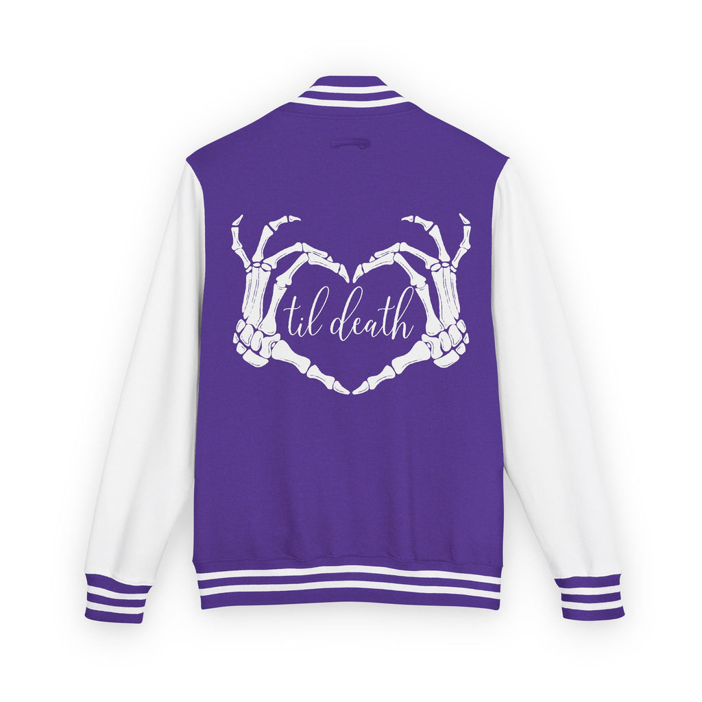 Mrs. Letterman Jacket — 'Til Death Skeleton Heart Hands Varsity Jacket