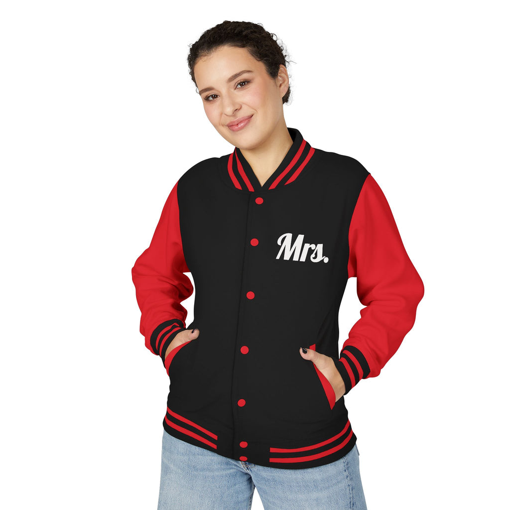 Mrs. Letterman Jacket — 'Til Death Skeleton Heart Hands Varsity Jacket