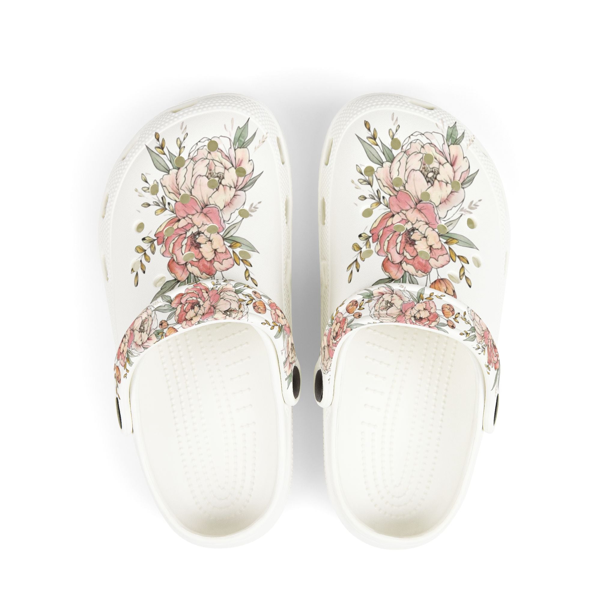 Floral Peony Kids Clogs | Blush Garden Print