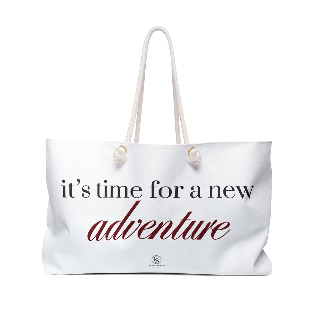 “It's Time for a New Adventure” Weekender Bag — Travel Tote Gift for Weekend Getaways