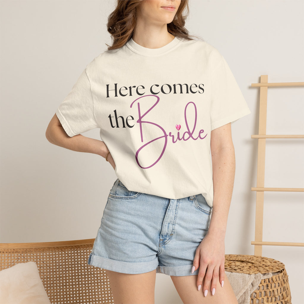 "Here Comes the Bride" Graphic Tee — Comfort Colors Bridal Shirt
