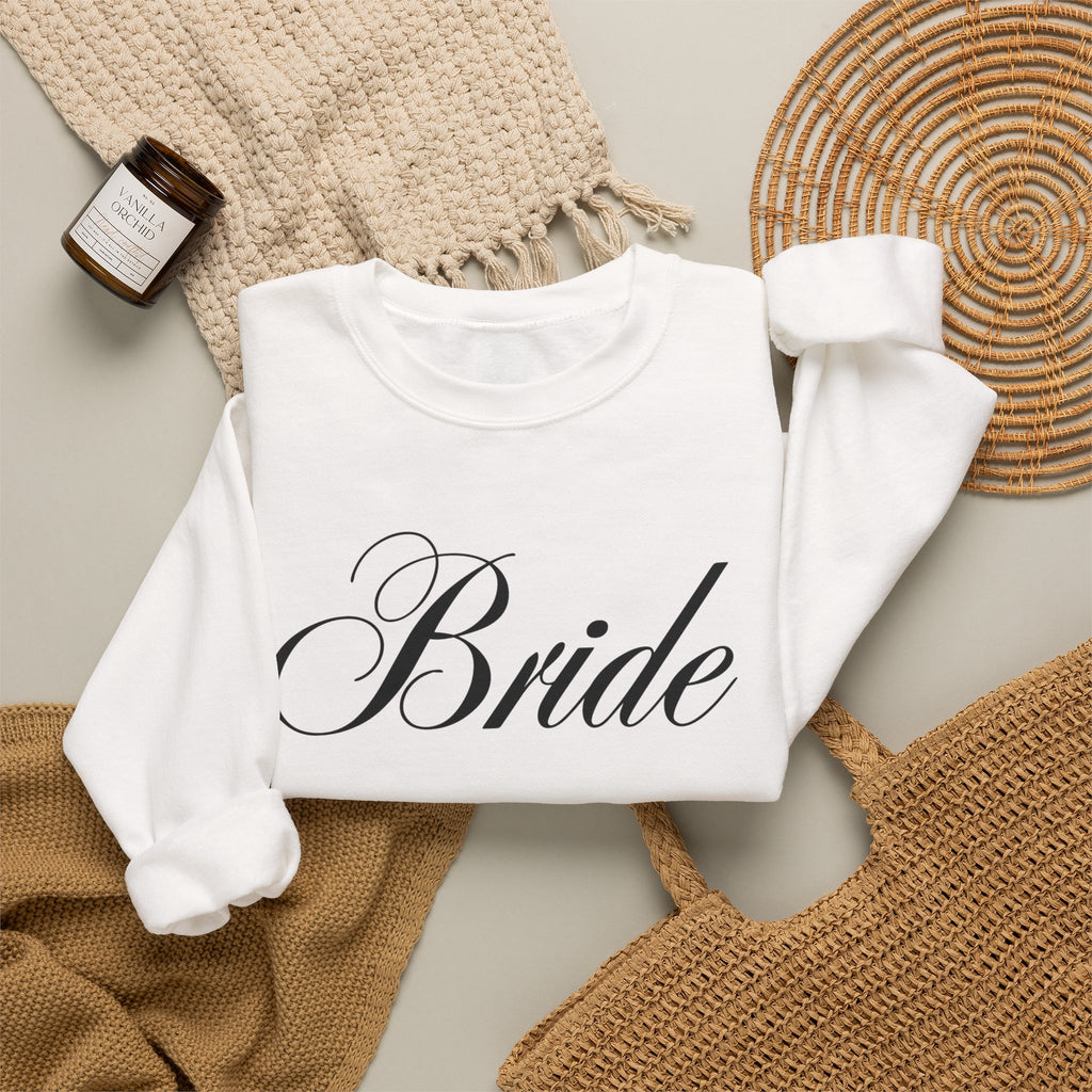 Bride Script Sweatshirt — Bridal Crewneck Pullover for Bachelorette & Wedding Day